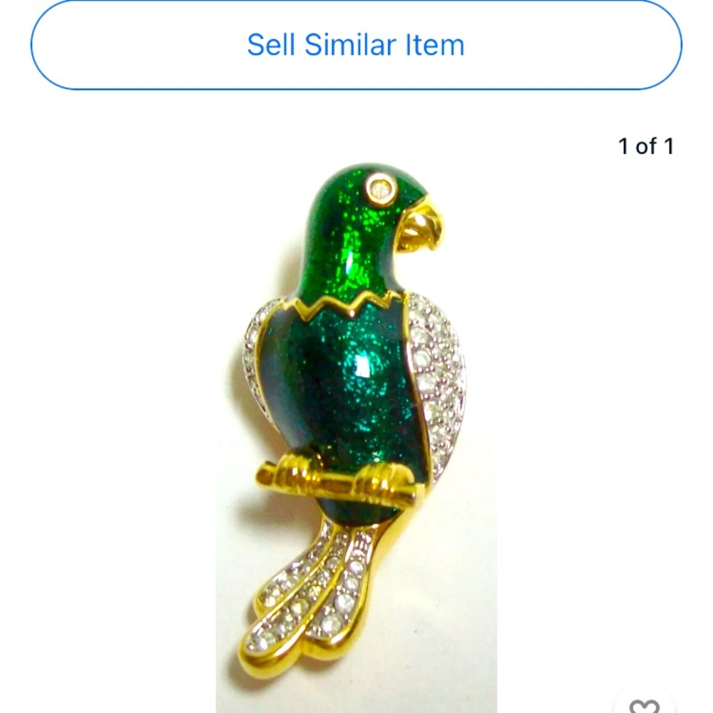 SWAROVSKI Crystal & Enamel Parrot Bird Pin